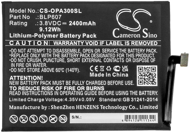 Alt view image 3 of 5 - Battery for OPPO A30 Dual SIM TD-LTE Oneplus E1000 E1001 E1005 X Sim BLP607