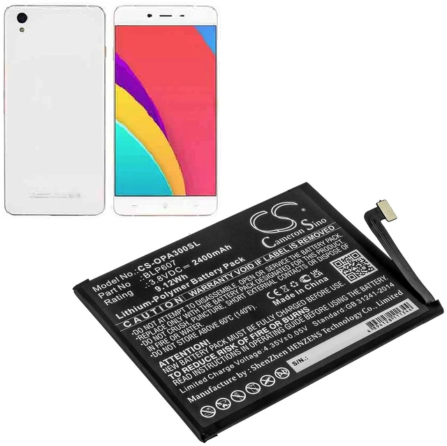Alt view image 5 of 5 - Battery for OPPO A30 Dual SIM TD-LTE Oneplus E1000 E1001 E1005 X Sim BLP607