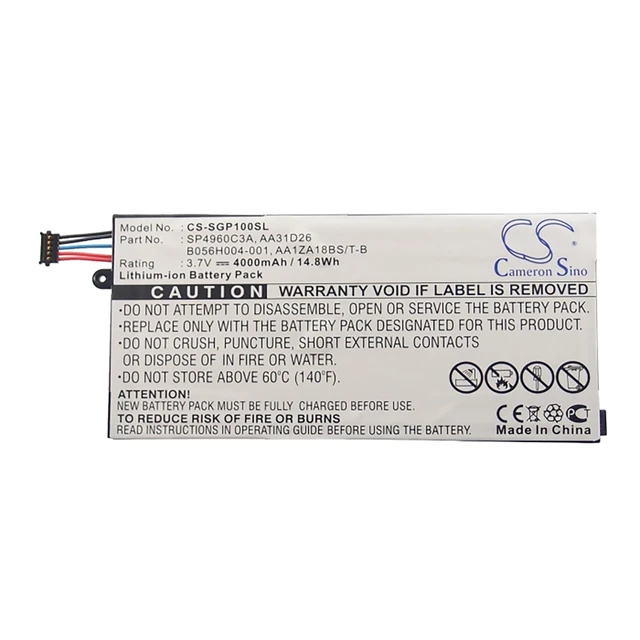 Alt view image 6 of 6 - Battery for Samsung Galaxy Tab 7.0 P1000 P1010 AA31D26 B056H004-001 SP4960C3A