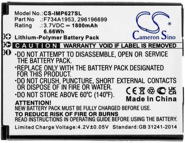 Alt view image 3 of 4 - Battery for Ingenico IMP627 USBLU01A IMP657 USJRS01A iSMP4 296196699 F734A1953