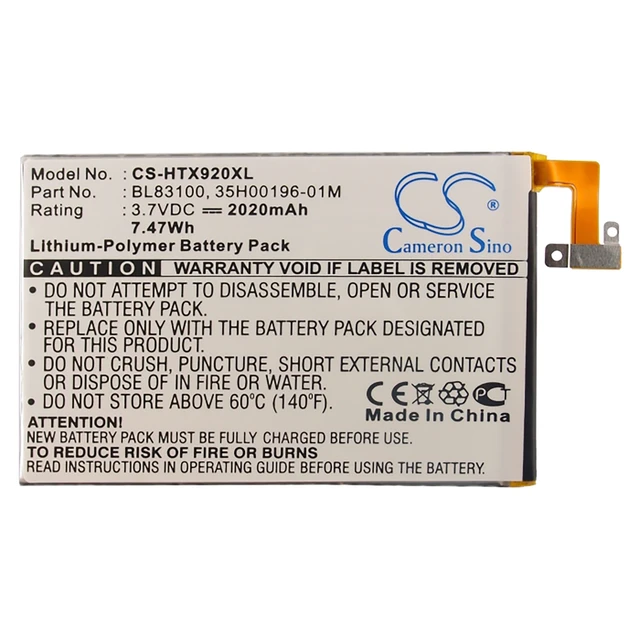 Alt view image 5 of 6 - Battery for HTC X920 35H00196-01M 35H00196-04M 35H00198-01M BL83100 BTR6435B