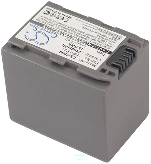 Alt view image 2 of 5 - Battery for Sony DCR-DVD105 DCR-DVD305 DCR-HC26 DCR-HC42 NP-FP90 NP-FP91 2100mAh