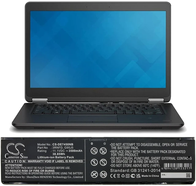 Alt view image 5 of 5 - Battery for DELL Latitude 14 7000 E7440 34GKR 3RNFD 451-BBFS 451-BBFT PFXCR