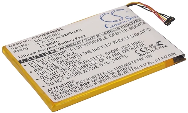 Main image of Battery for ViewSonic Zoompad MLP486890 Tablet CS-VER486SL 3.7v 3200mAh 11.84Wh