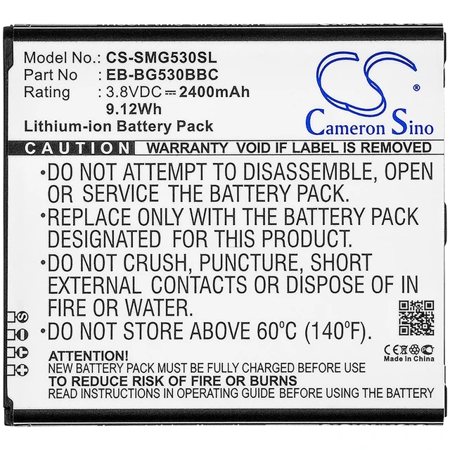 Alt view image 3 of 3 - Battery for Samsung BG530CBU EB-BG530BBC EB-BG530BBE EB-BG530BBU GH43-04372A