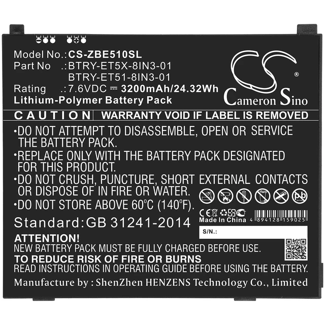 Alt view image 3 of 3 - Battery for Zebra ET51 ET51AE-W12E ET56 BTRY-ET51-8IN3-01 BTRY-ET5X-8IN3-01