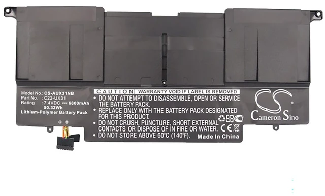 Alt view image 5 of 5 - Battery for Asus UX31 Ultrabook UX31A R4004H Zenbook UX31E C22-UX31 CS-AUX31NB