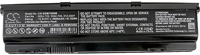 Alt view image 5 of 5 - Battery for DELL Alienware M15X 312-0207 D951T F681T SQU-722 SQU-724 T780R W670