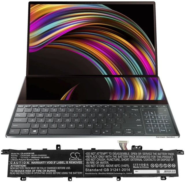 Alt view image 5 of 5 - Battery for Asus UX581 UX581GV ZenBook Duo Pro H2004T 0B200-03490000 C42N1846