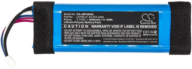 Alt view image 3 of 7 - Battery for JBL Flip 3 SE Stealth Essential 02-553-3494 GSP872693 L0748-LF