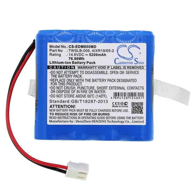 Alt view image 3 of 5 - Battery for EDAN F6 F9 Express 21.21.064150 4IXR19/65-2 HYLB-854 TWSLB-006 14.8V