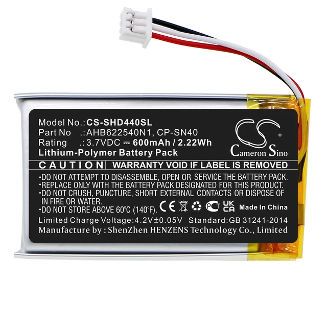 Alt view image 3 of 5 - Battery for Sennheiser AHB622540N1 CP-SN40 HD 4.40 BT 4.50BTNC Momentum 2.0 3.0