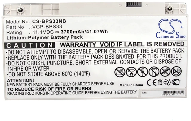 Alt view image 5 of 5 - Battery for Sony SVT-14 SVT-14118CC SVT14118CCS SVT-15 SVT-1511M1E VGP-BPS33