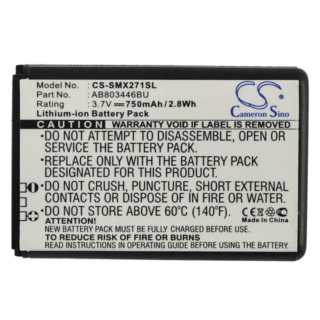 Alt view image 5 of 5 - Battery for Samsung B2710 Solid GT-B2710 xcover 271 AB803446BA AB803446BU Li-ion