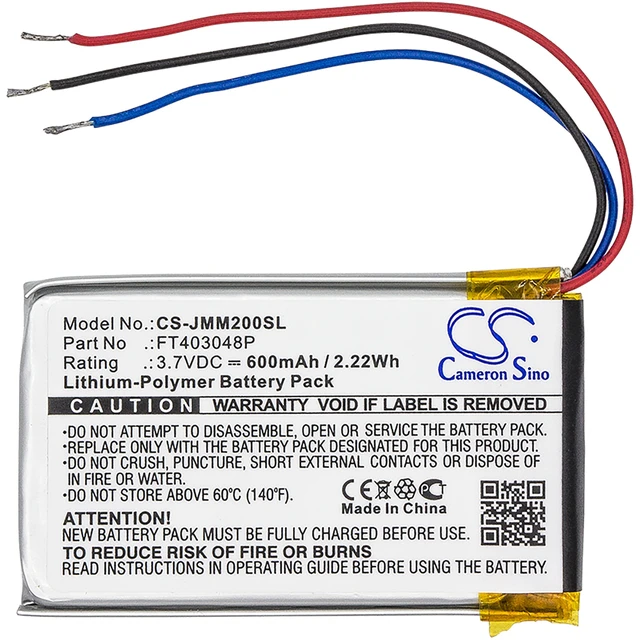 Alt view image 3 of 5 - Battery for JBL Clip Clip+ Micro 2 II FT403048P Speaker CS-JMM200SL 3.7v 600mAh