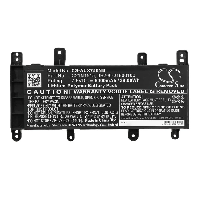 Alt view image 3 of 5 - Battery for Asus VivoBook F756UA Z756UQ 0B200-01800000 0B200-01800100 C21N1515