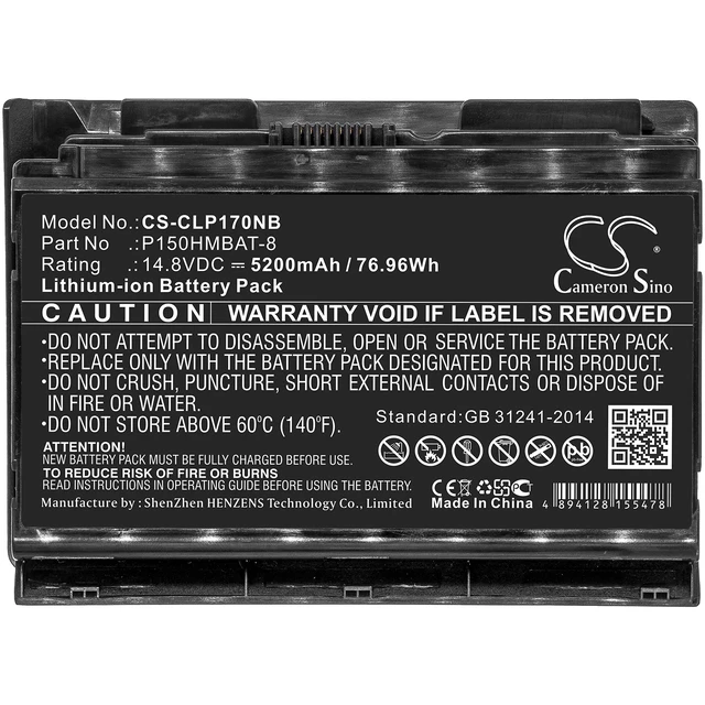 Alt view image 3 of 4 - Battery for Clevo Nexoc G505 Hasee 6-87-X510S-4D7 6-87-X510S-4J7 P150HMBAT-8