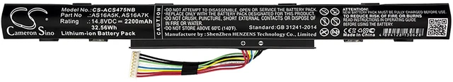 Alt view image 3 of 4 - Battery for Acer Aspire E5 F5 K50 ES1 P259 AS16A5K AS16A7K AS16A8K KT.0040G.007