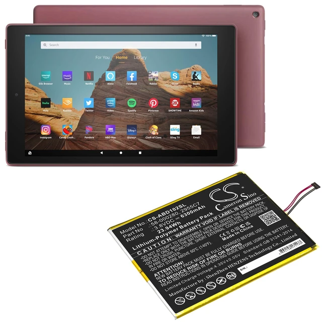 Alt view image 6 of 6 - Battery for Amazon Kindle Fire HD 10.1 9th M2V3R5 2955C7 58-000280 CS-ABD102SL