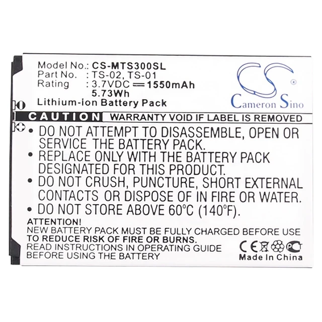 Alt view image 5 of 5 - Battery for SEALS TS3 T-S3 WP-TS3 TS-01 TS-02 CS-MTS300SL Waterproof Li-ion