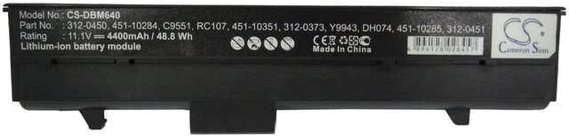 Alt view image 5 of 5 - Battery for DELL 630M PP19L XPS M140 Y9943 CC156 DC224 Y9948 312-0373 312-0451