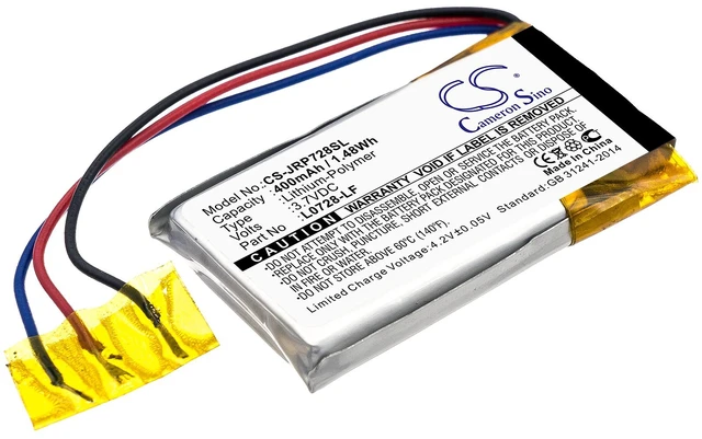 Main image of Battery for JBL JR POP L0728-LF Speaker CS-JRP728SL 3.7v 400mAh 1.48Wh Li-Poly