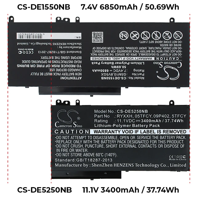 Alt view image 6 of 6 - Battery for DELL Latitude E5470 E5550 E5450 E5570 15 5000 G5M10 6MT4T 451-BBLN