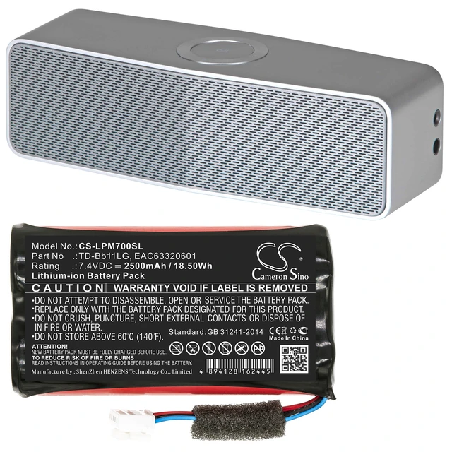 Alt view image 6 of 6 - Battery for LG Music Flow P7 NP7550 PJ9 PJ9B PJS9W EAC63320601 TD-Bb11LG 2500mAh