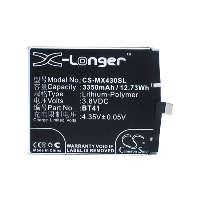 Alt view image 5 of 6 - Battery for Meizu M462U MX4 Pro MX4SWDS0 BT41 N0004720 US525972H4 CS-MX430SL