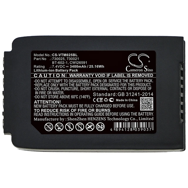 Alt view image 5 of 5 - Battery for Vocollect Talkman T2 T2X 730021 730025 BT-602-1 CWI26591 CS-VTM025BL