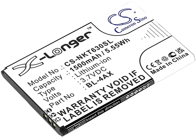 Main image of Battery for Nokia BL-4AX BL-4XL 6300 4G 8000 TA-1286 TA-1287 TA-1291 TA-1294
