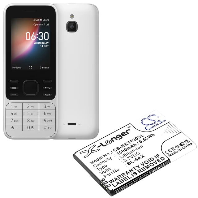 Alt view image 4 of 4 - Battery for Nokia BL-4AX BL-4XL 6300 4G 8000 TA-1286 TA-1287 TA-1291 TA-1294