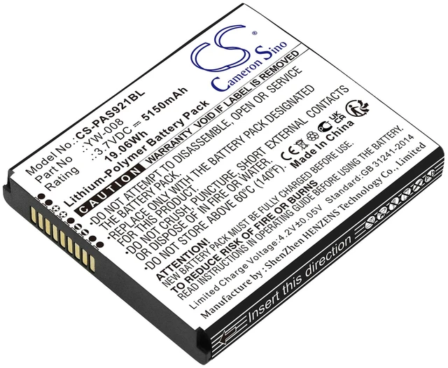 Main image of Battery for Pax A920 Pro YW-008 Payment Terminal CS-PAS921BL 3.7v 5150mAh
