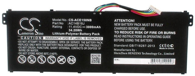 Main image of Battery for Acer Aspire A315-55G Gateway B116-M NE513 AC14B13J AC14B18J AC14B18J