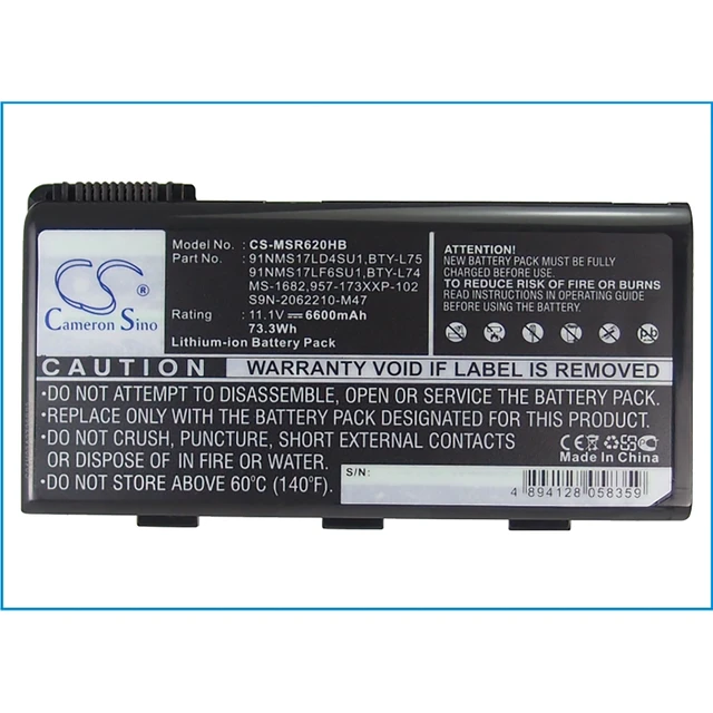 Alt view image 5 of 5 - Battery for MSI A5000 957-173XXP-101 957-173XXP-102 BTY-L74 BTY-L75 MS-1682