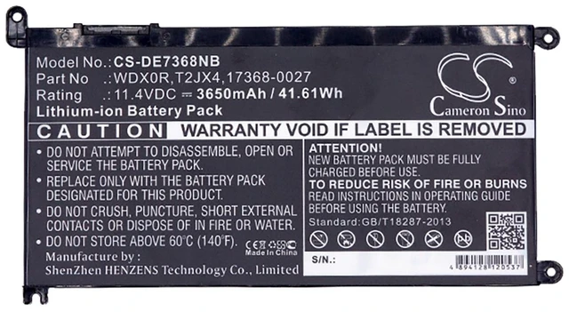 Alt view image 5 of 5 - Battery for DELL Inspiron 5593 Vostro 15 5581 5590 WDX0R 0WDX0R 1VX1H P69G001