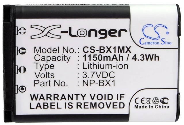 Alt view image 5 of 5 - Battery for Sony HD-MV1 HDR-AS10 HDR-AS100 HDR-AS15 HDR-AS30 HDR-GWP88 1150mAh