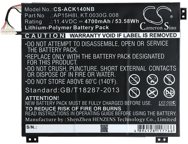 Alt view image 5 of 6 - Battery for Acer Swift 1 SF114-31-C24G Aspire One Cloudbook AP15H8I KT.0030G.008