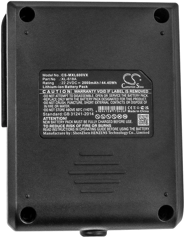 Alt view image 5 of 6 - Battery for Moosoo XL-618A X6 CS-MXL600VX Cordless Vacuum 22.2V Li-ion