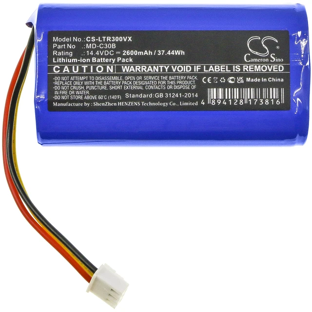Alt view image 3 of 6 - Battery for Liectroux BLAUPUNKT BPK-VCBB1XB Midea M4 MD-C30B D071-INR-CH-4S1P