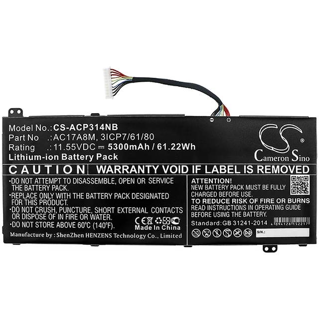 Alt view image 3 of 4 - Battery for Acer Spin 3 SP314-52-31FP TravelMate X3410 3ICP7/61/80 AC17A8M