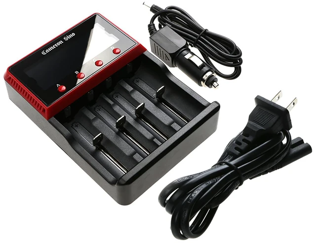 Main image of Battery Charger for 10440 18500 25500 26650 14650 AA AAA w/US Power Cable + Car