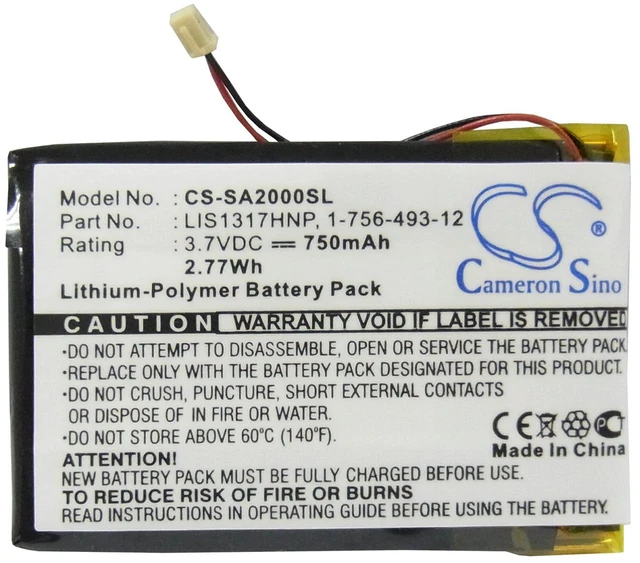 Alt view image 5 of 6 - Battery for Sony NW-A2000 NW-HD3 Network Walkman 1-756-493-12 5427B LIS1317HNP