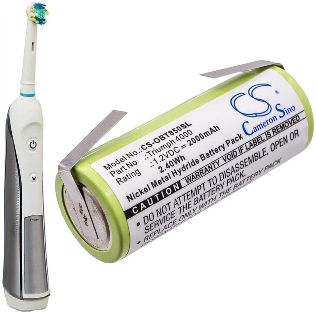 Alt view image 4 of 5 - Battery for Oral-B Triumph 4000 3745 3761 3762 Toothbrush CS-OBT850SL 2000mAh