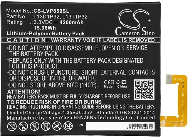 Alt view image 3 of 4 - Battery for Lenovo Tab 2 A8-50 A8-50F A8-50LC L13D1P32 L13T1P32 CS-LVP850SL