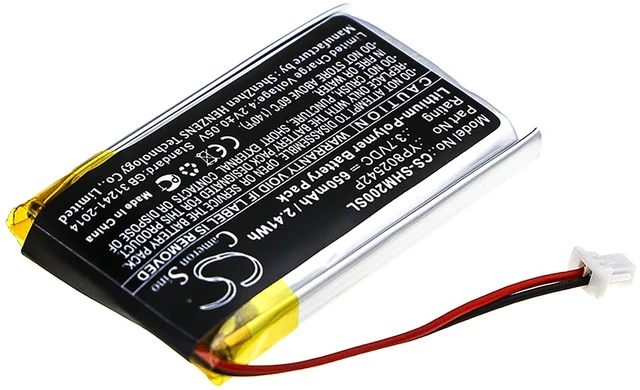 Alt view image 2 of 5 - Battery for Sena SMH-10S SMH-20S YP802542P Wireless Headset CS-SHM200SL 650mAh