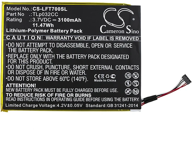 Alt view image 3 of 4 - Battery for Alcatel 9005X One Touch Pixi 3 8.0 4G 8 OT-9023 TLp032CC TLp032CD