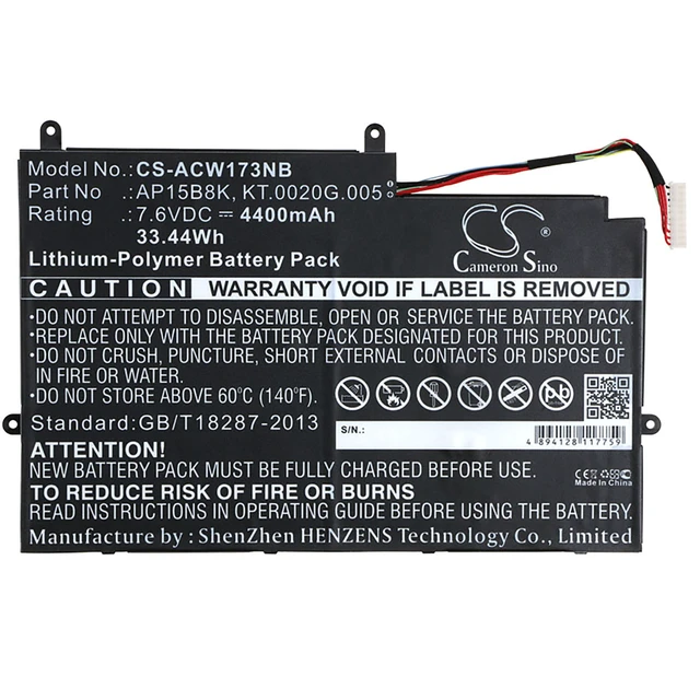 Alt view image 5 of 6 - Battery for Acer Aspire Switch 11 SW5-173P SW5-173-632W AP15B8K KT.0020G.005