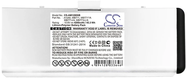Alt view image 5 of 5 - Battery for Apple MacBook 13" A1278 Aluminum A1280 MB771 MB771J/A MB771LL/A