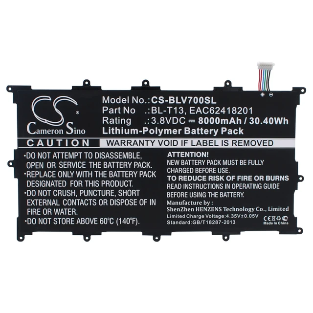 Main image of Battery for LG G Pad 10.1" Tablet V700 VK700 BL-T13 EAC62418201 CS-BLV700SL 3.8v